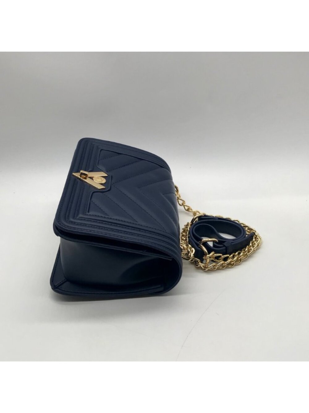 Valentino Orlandi Navy Blue Faux Leather Crossbody Bag - Picture 3 of 11